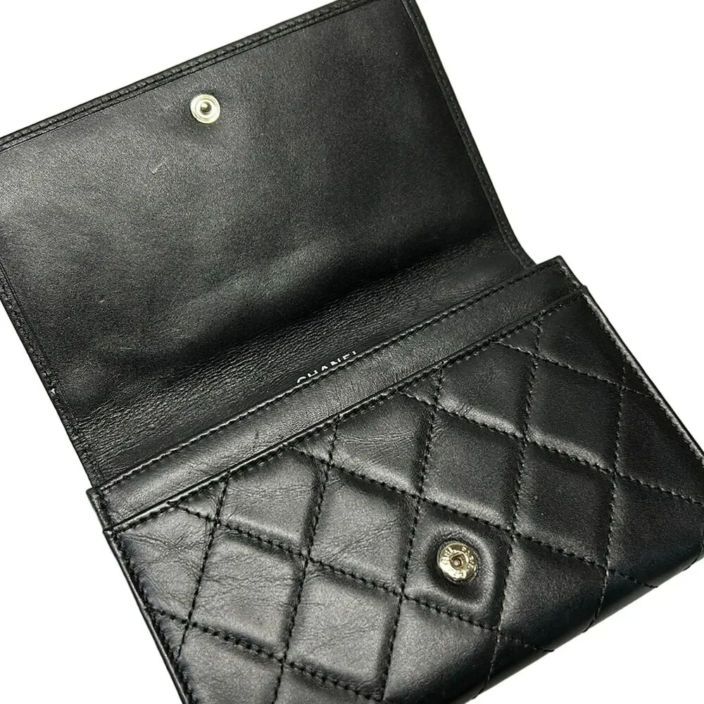 Chanel Cambon Line Bifold Wallet Black White